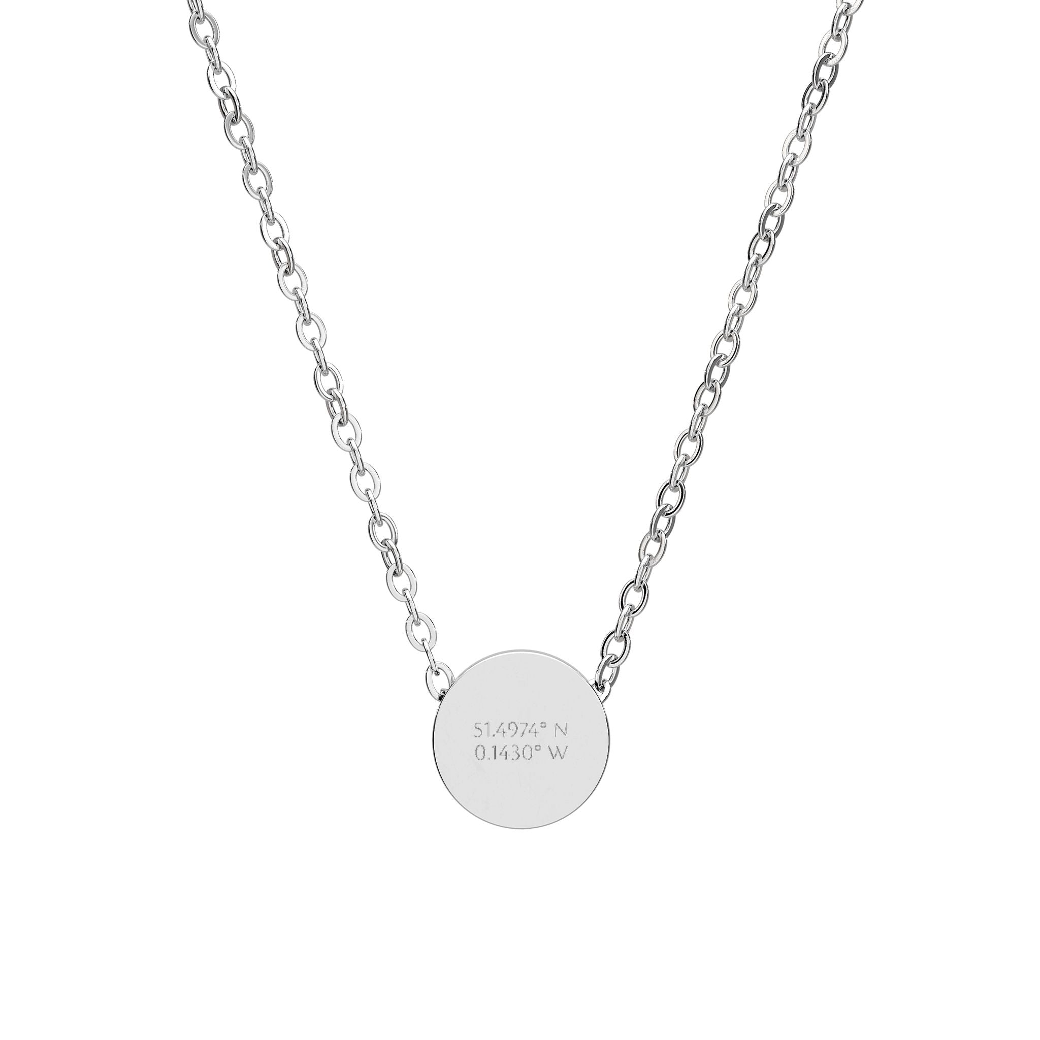 Coordinates Mini Engraved Circle Necklace