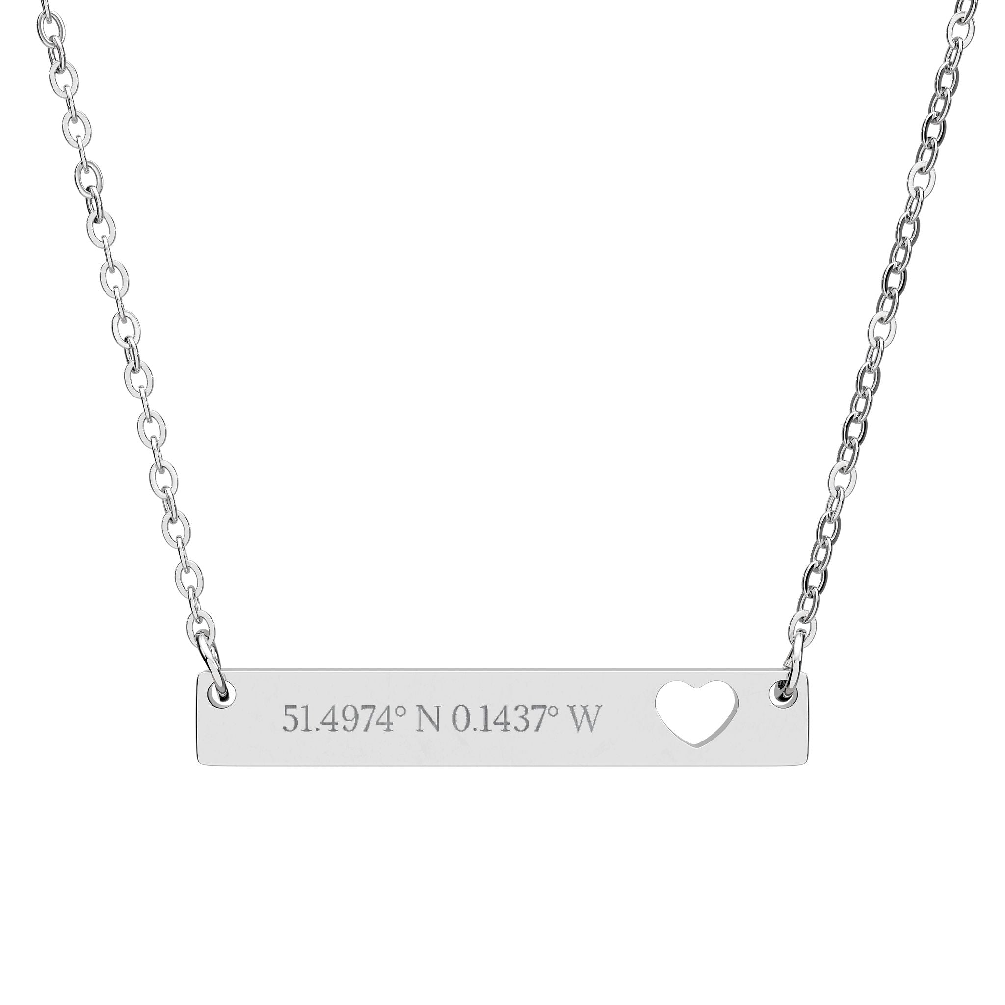 Cutout Heart Bar Necklace — Personalized Engraved Bar Necklace