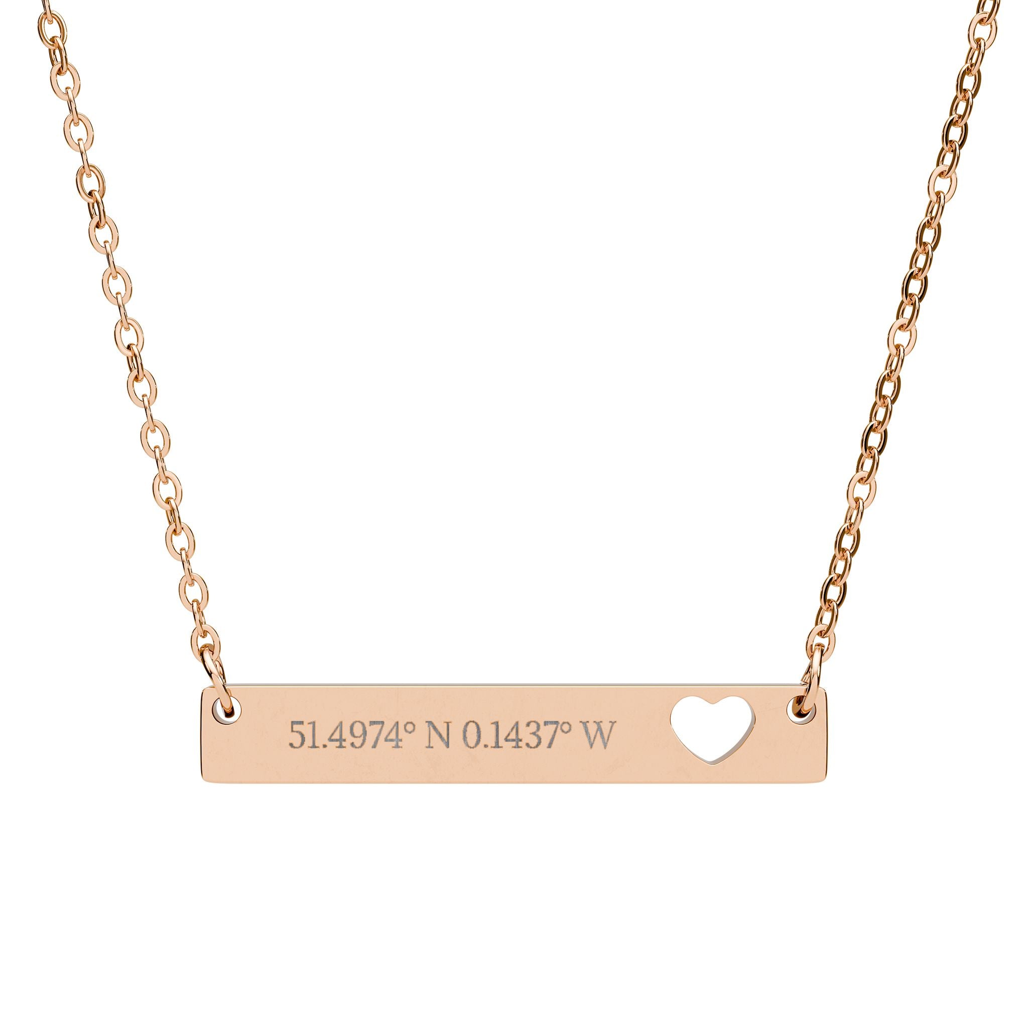 Cutout Heart Bar Necklace — Personalized Engraved Bar Necklace