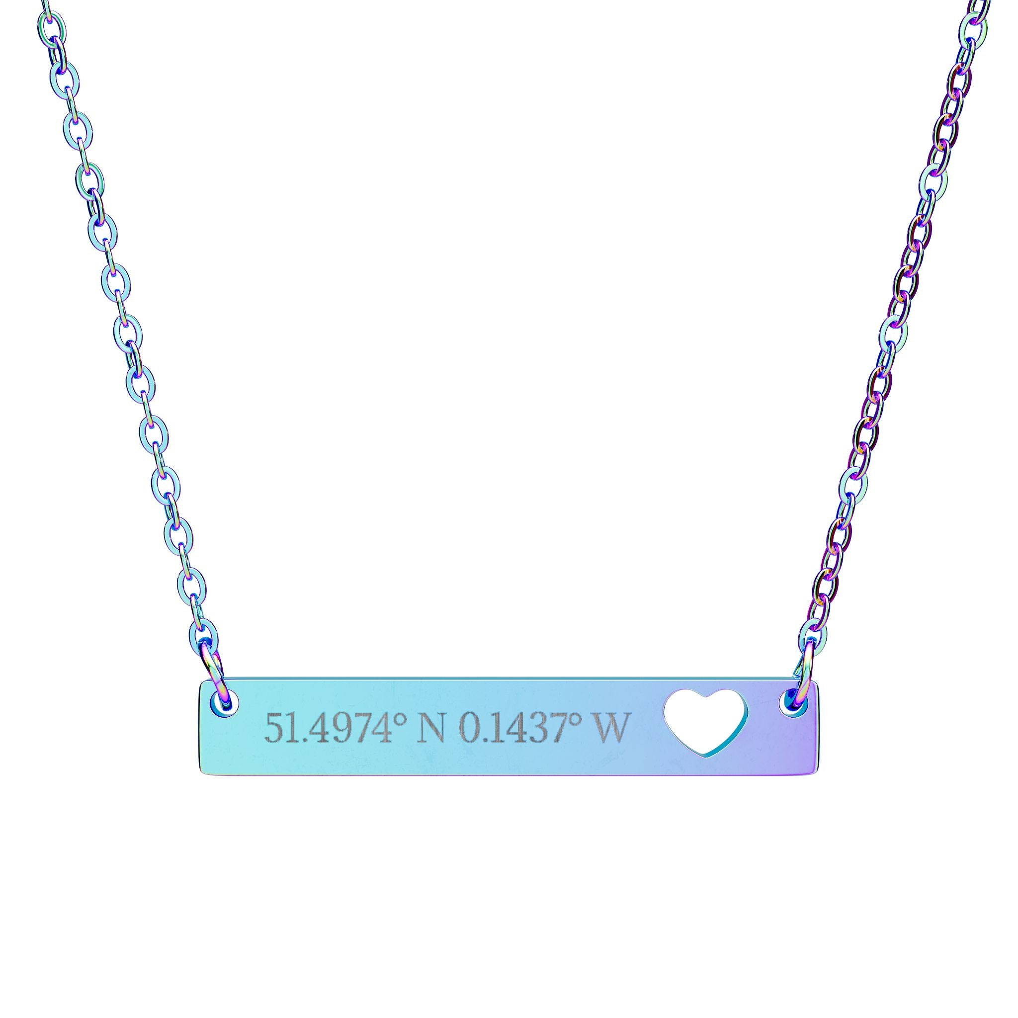 Cutout Heart Bar Necklace — Personalized Engraved Bar Necklace