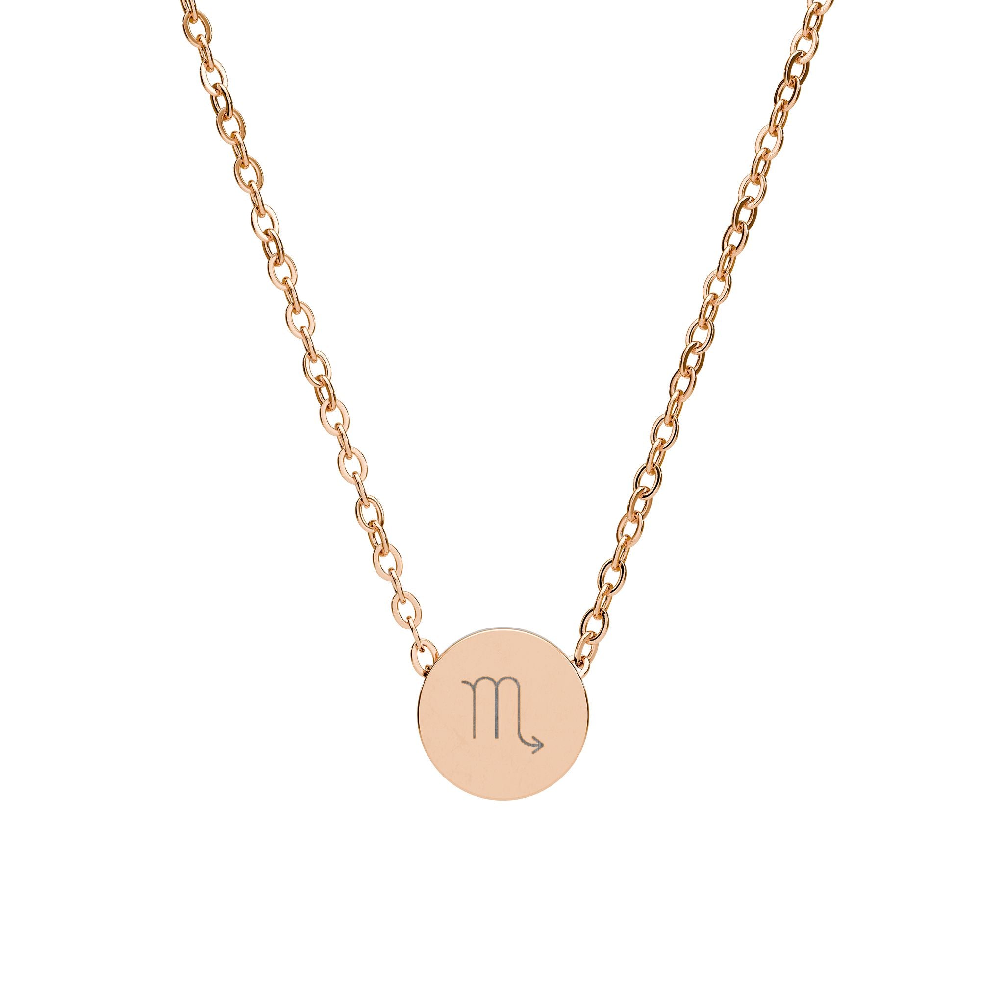 Scorpio Zodiac Mini Circle Necklace – Engraved Pendant