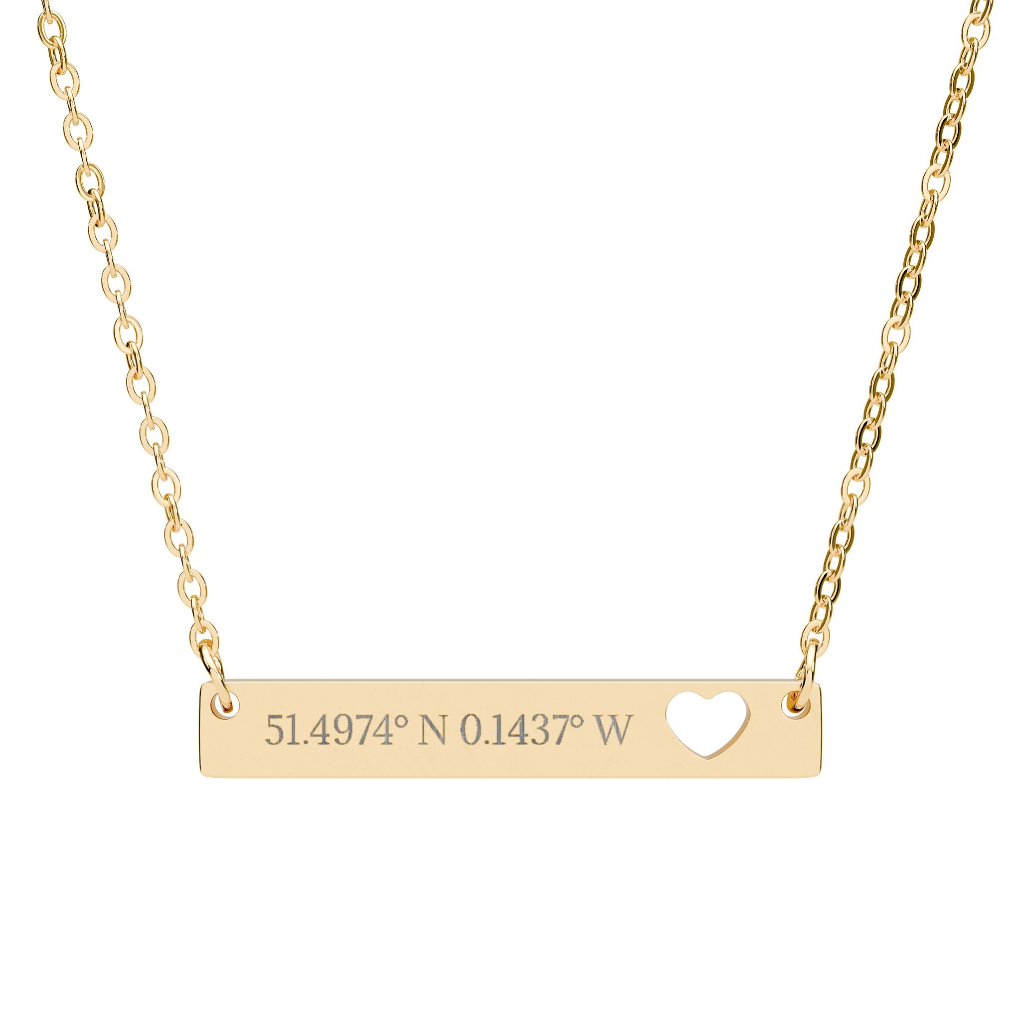 Cutout Heart Bar Necklace — Personalized Engraved Bar Necklace