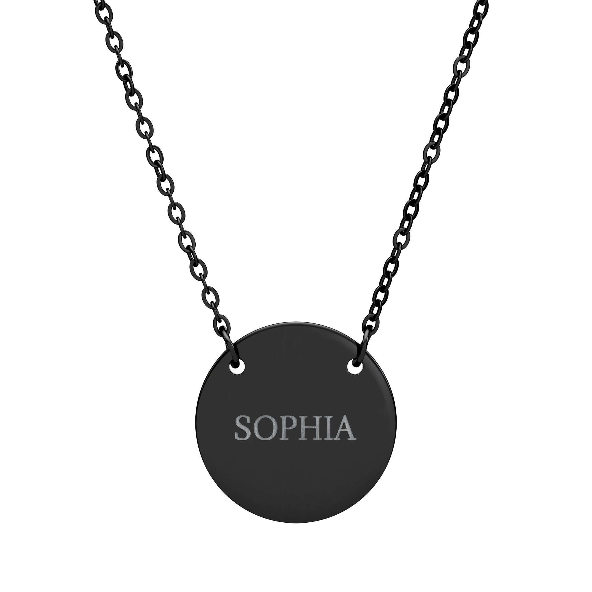 Engraved Circle Necklace — Custom Name Pendant