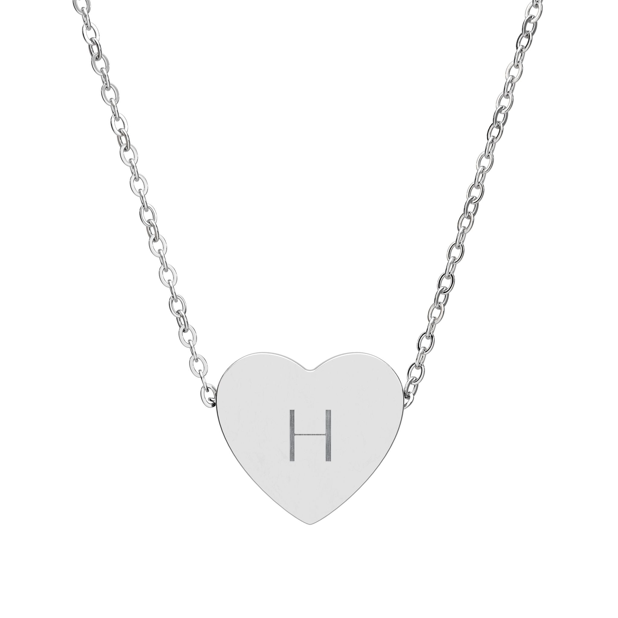 Heart Pendant Necklace — Engraved Personalized Initial