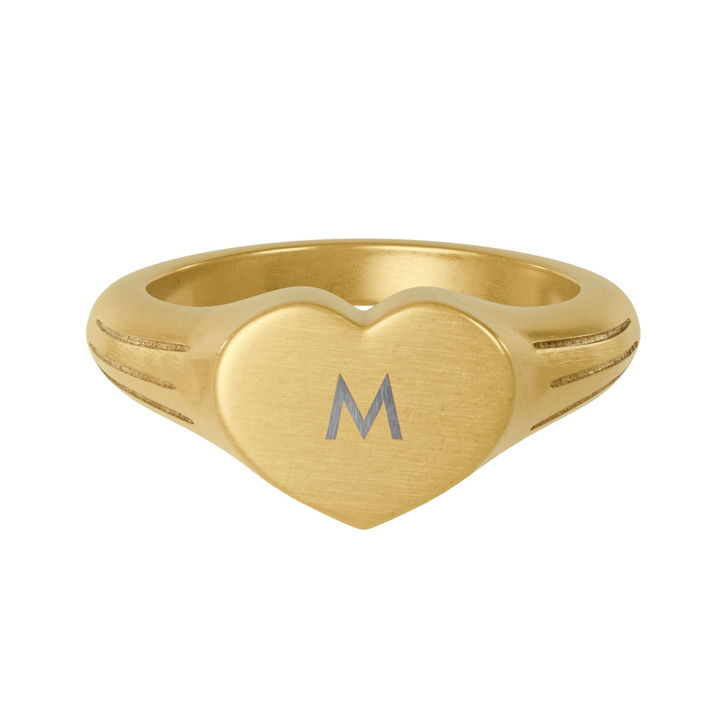 Initial Heart Signet Ring