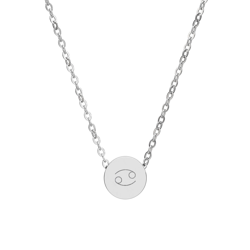 Cancer Zodiac Mini Circle Necklace – Engraved Pendant