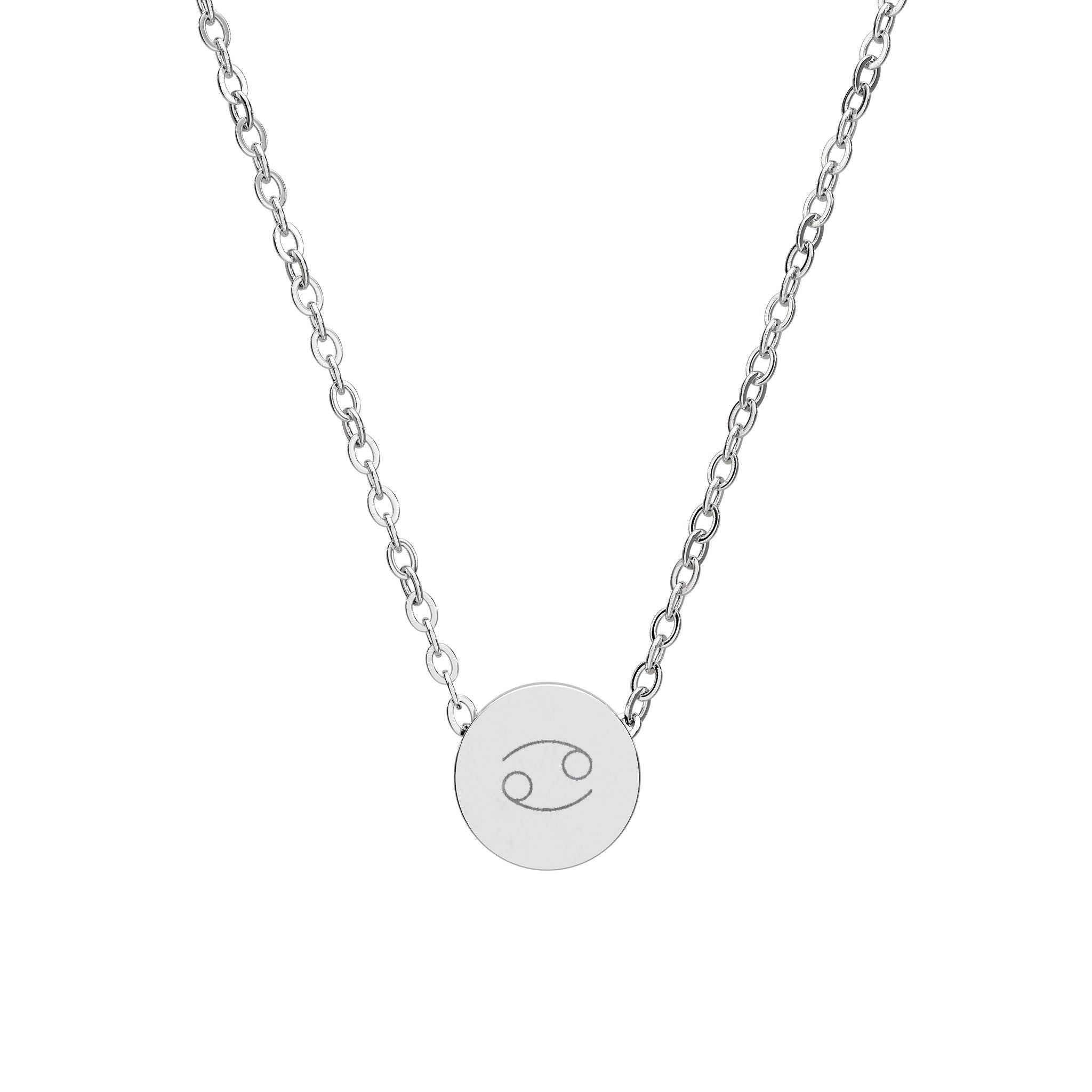 Cancer Zodiac Mini Circle Necklace – Engraved Pendant