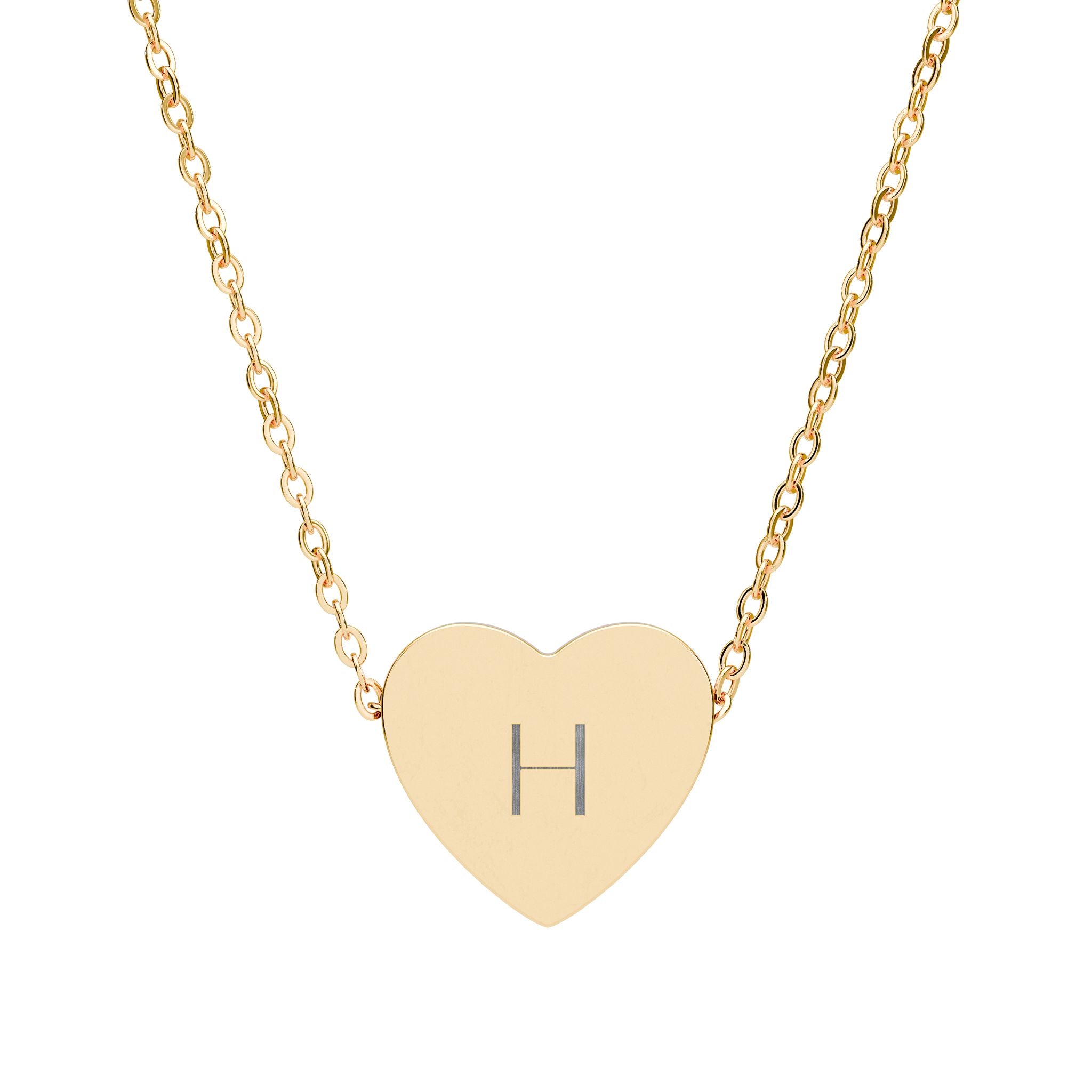 Engraved Heart Pendant Necklace — Personalized Initial