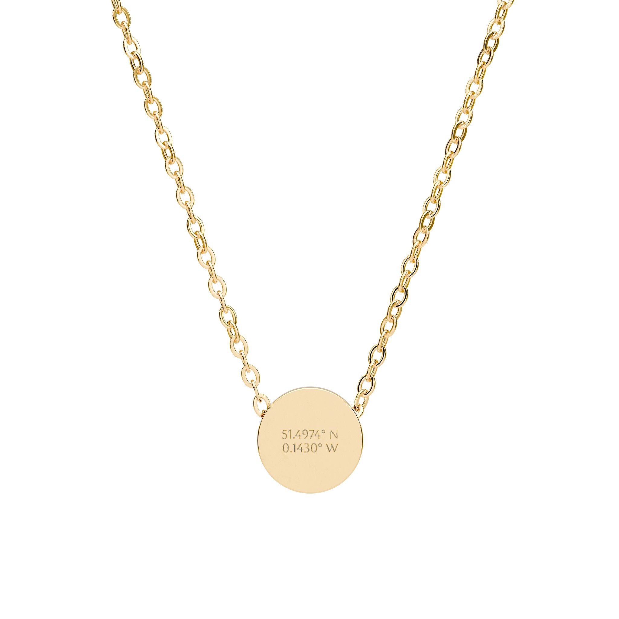 Coordinates Mini Engraved Circle Necklace
