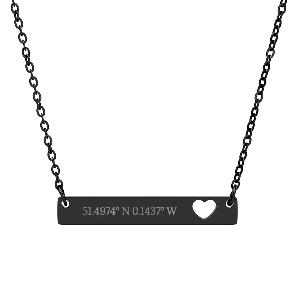 Cutout Heart Bar Necklace — Personalized Engraved Bar Necklace