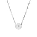 Aquarius Zodiac Mini Circle Necklace – Engraved Pendant