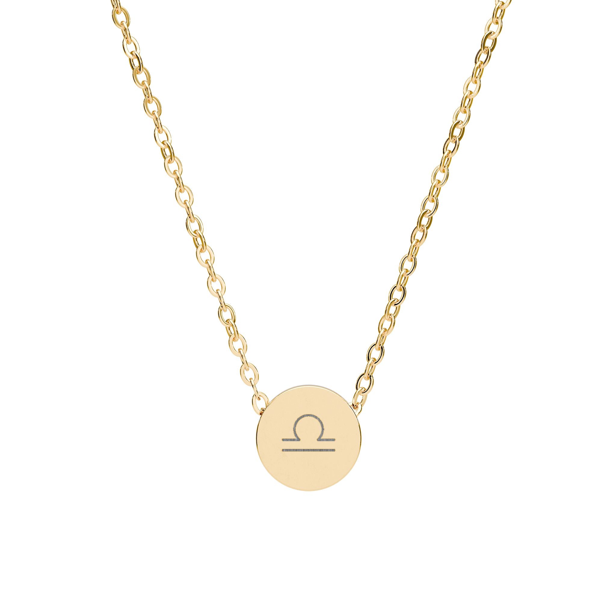 Libra Zodiac Mini Circle Necklace – Engraved Pendant