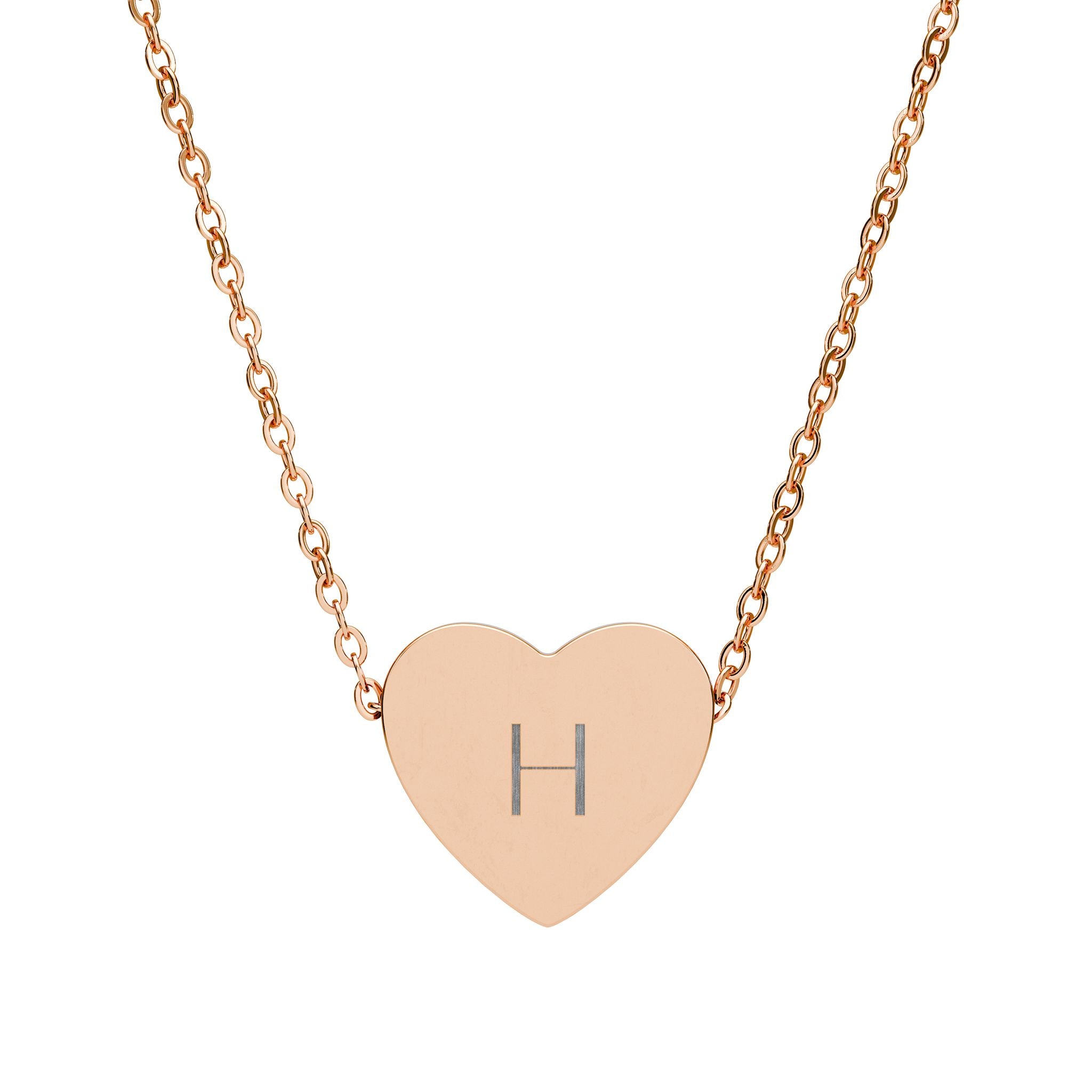 Heart Pendant Necklace — Engraved Personalized Initial