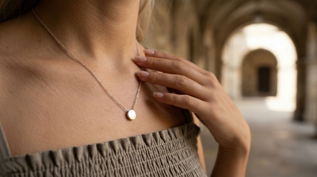 Mini Engraved Initial Circle Necklace