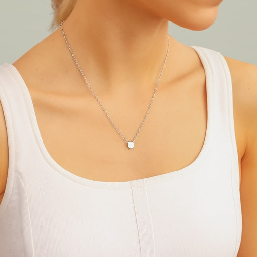 Coordinates Mini Engraved Circle Necklace