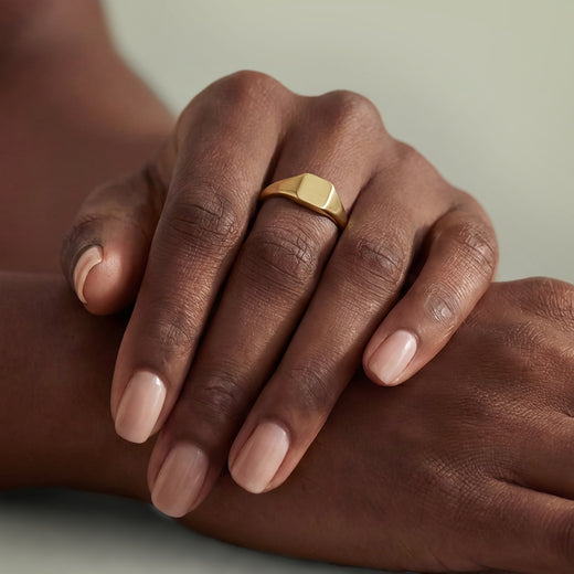 Engraved Square Signet Ring — Personalized Initial