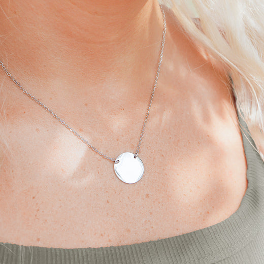 Engraved Circle Necklace — Custom Name Pendant