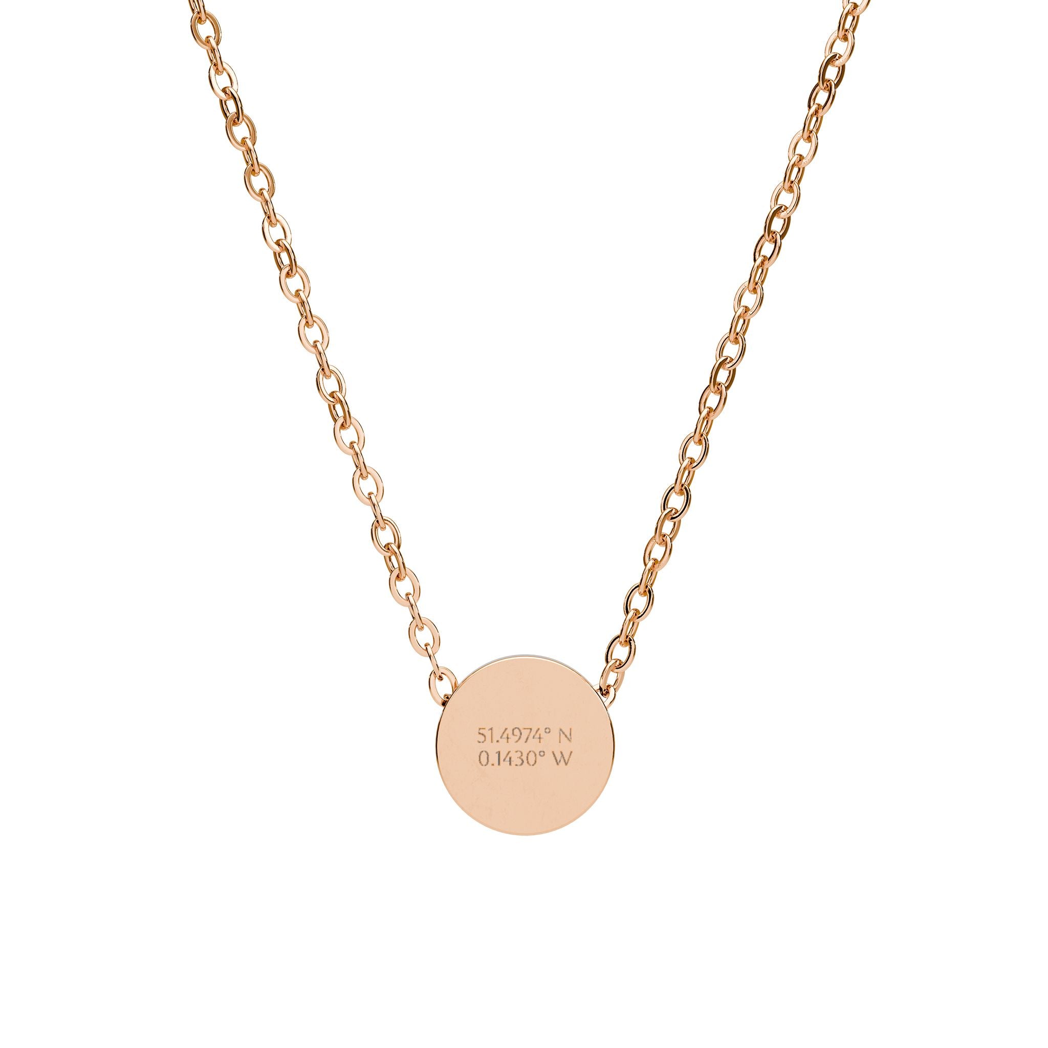 Coordinates Mini Engraved Circle Necklace