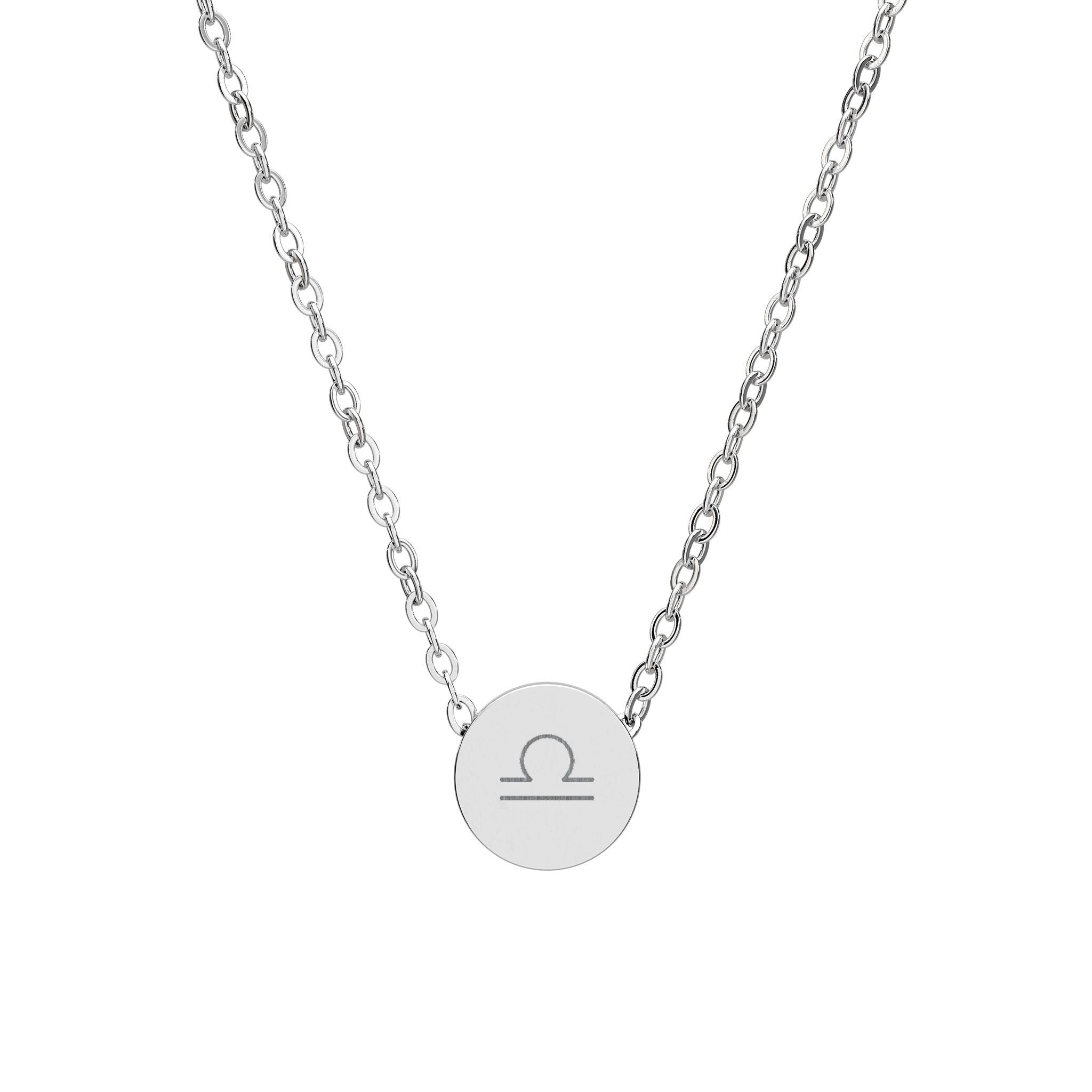 Libra Zodiac Mini Circle Necklace – Engraved Pendant