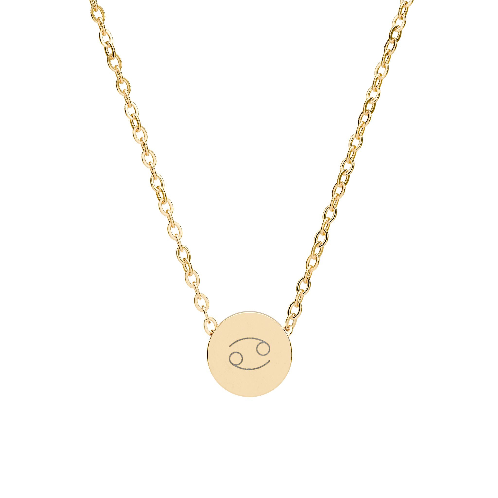 Cancer Zodiac Mini Circle Necklace – Engraved Pendant