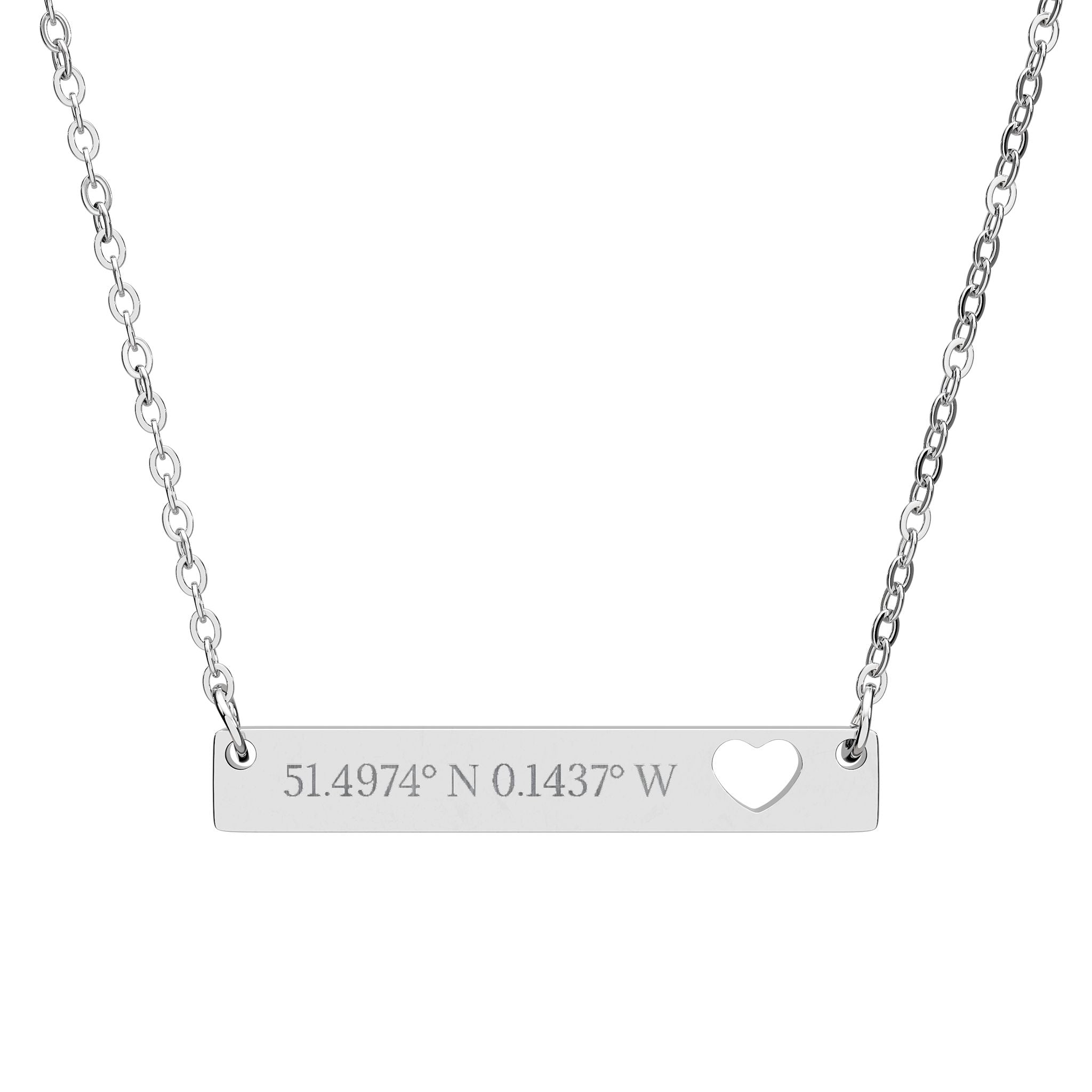 Cutout Heart Bar Necklace — Personalized Engraved Bar Necklace