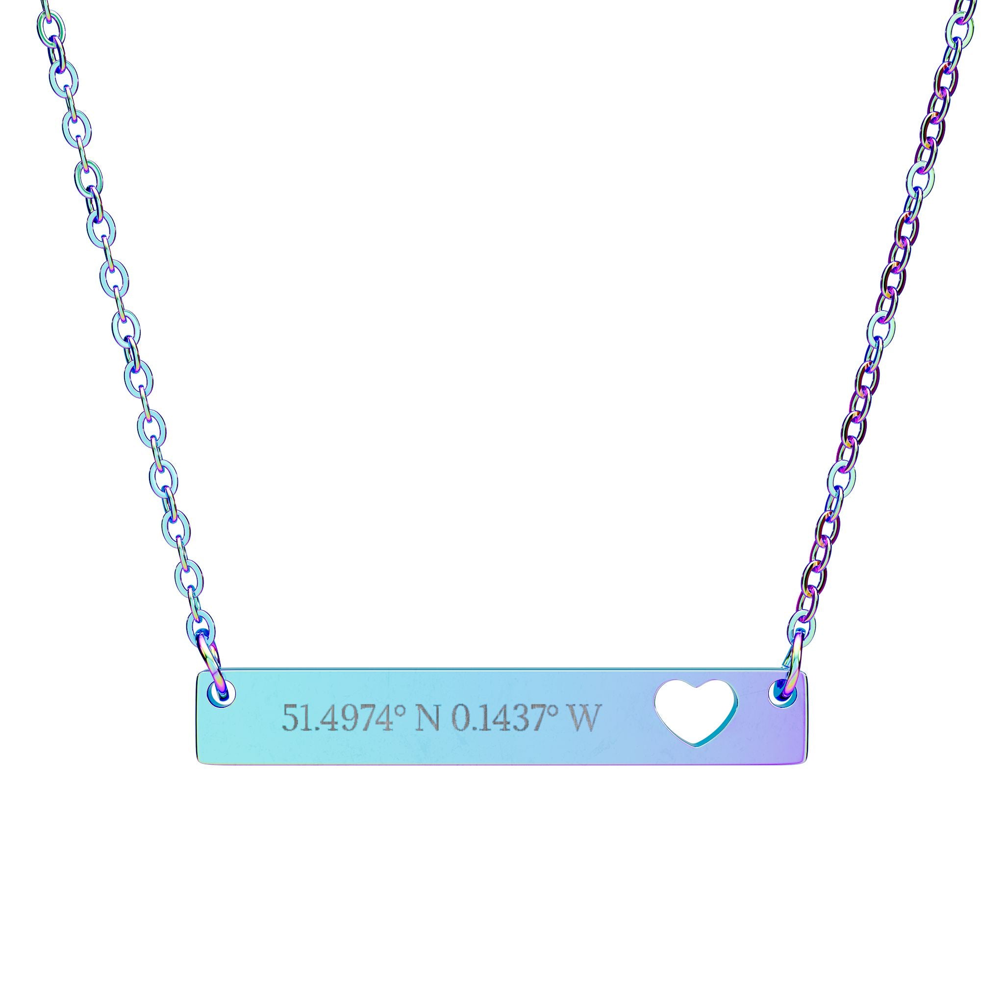 Cutout Heart Bar Necklace — Personalized Engraved Bar Necklace