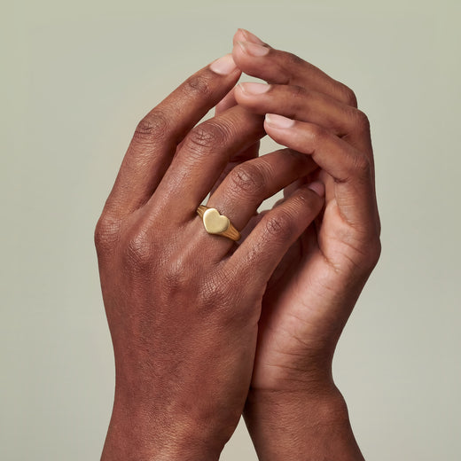 Initial Heart Signet Ring