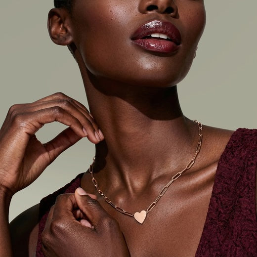 Roman Numeral Paperclip Heart Necklace