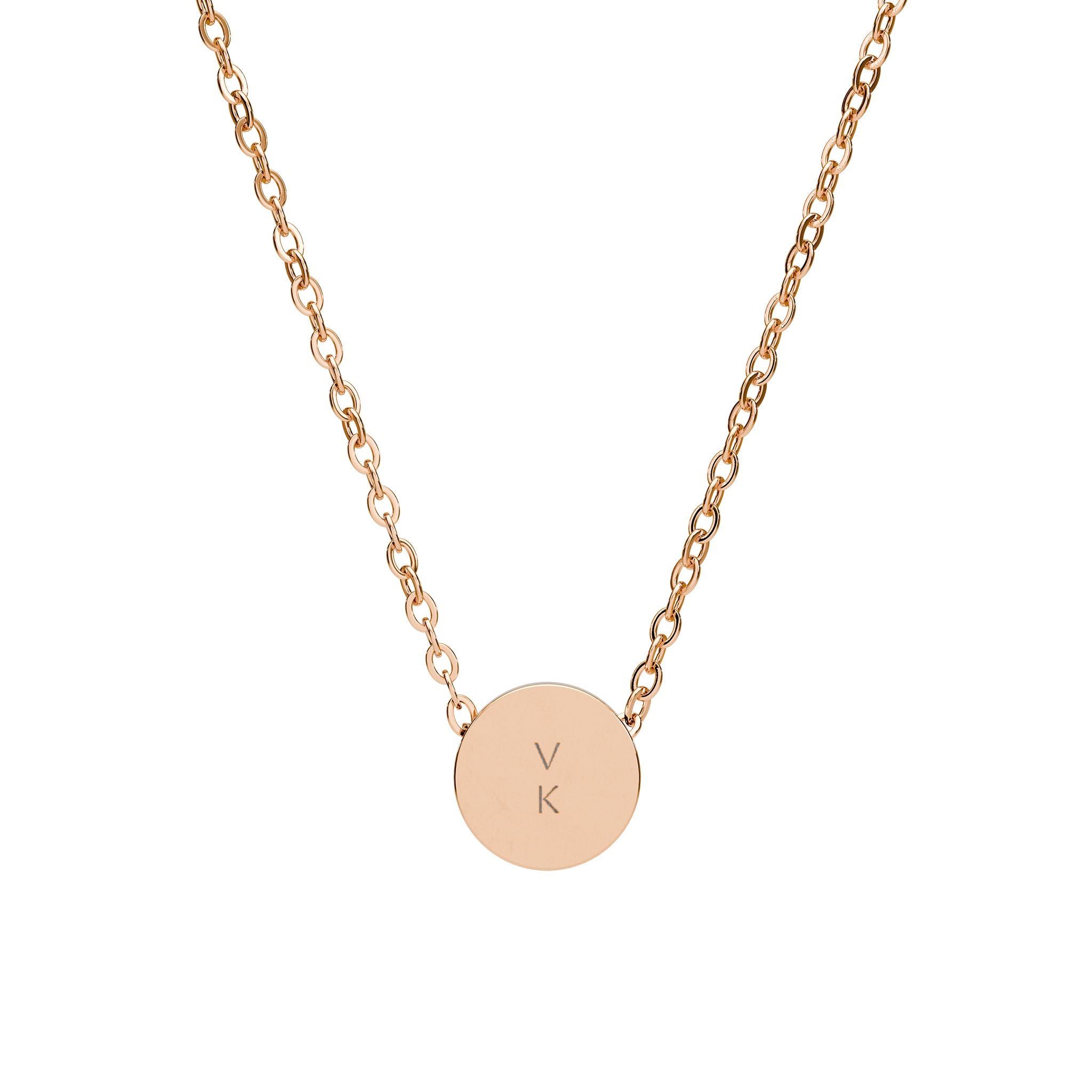 Mini Engraved Initial Circle Necklace