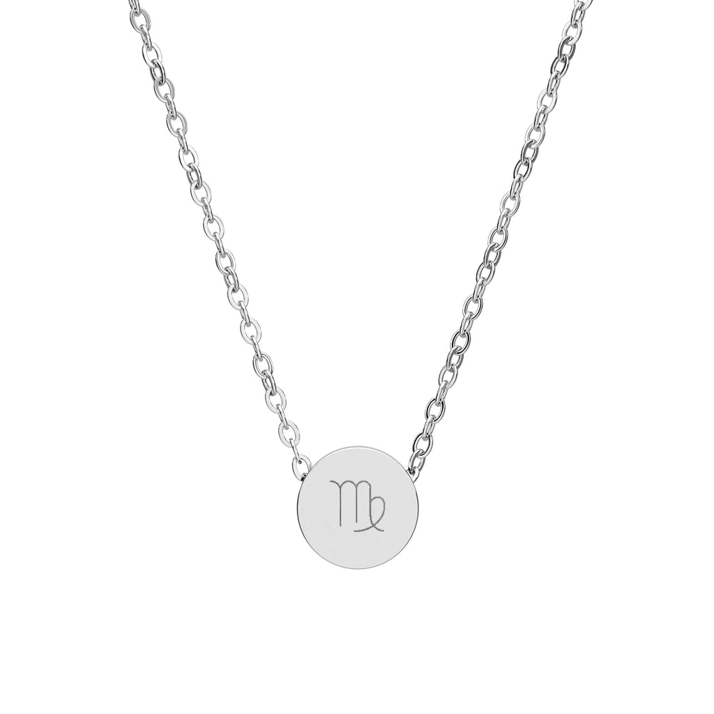Virgo Zodiac Mini Circle Necklace – Engraved Pendant