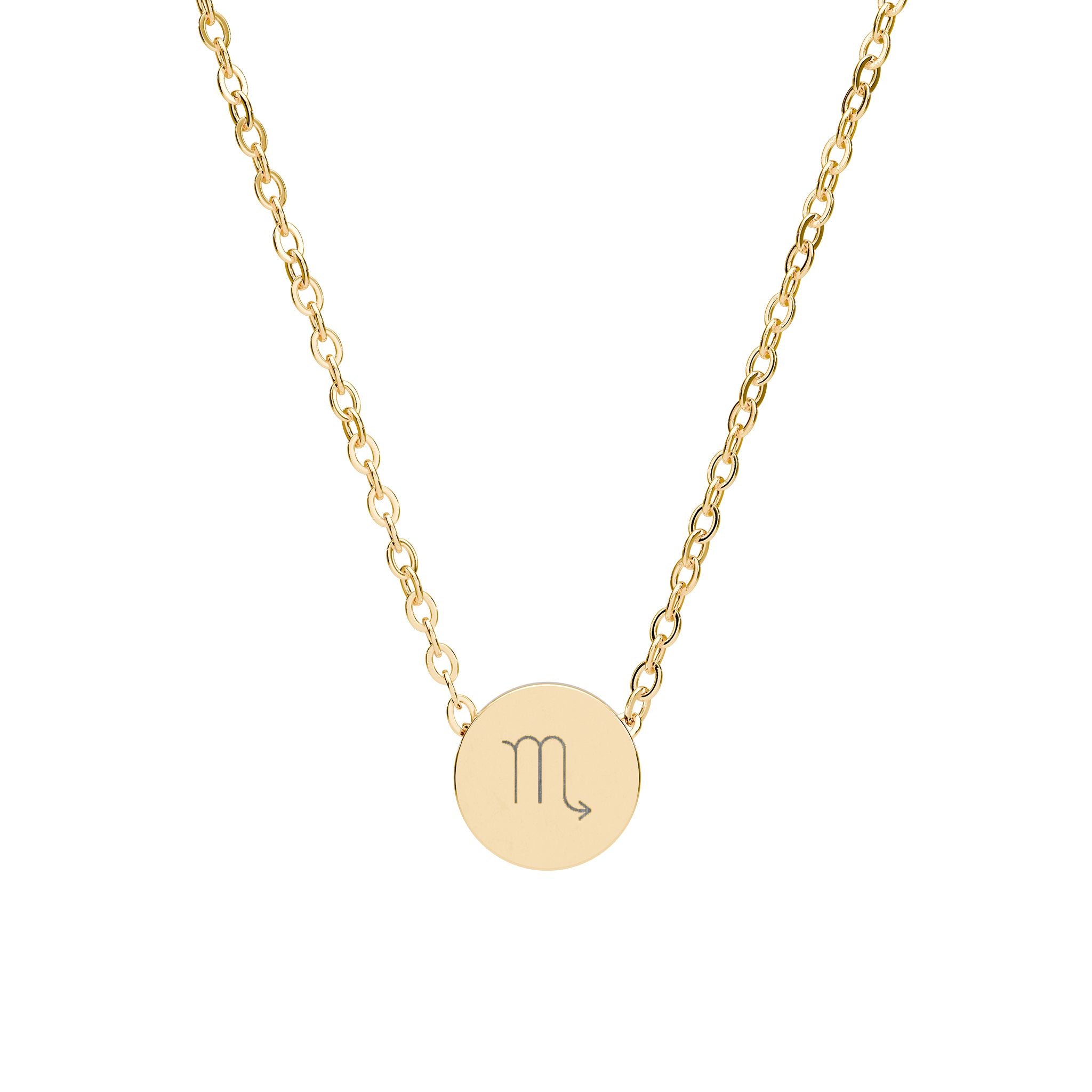 Scorpio Zodiac Mini Circle Necklace – Engraved Pendant