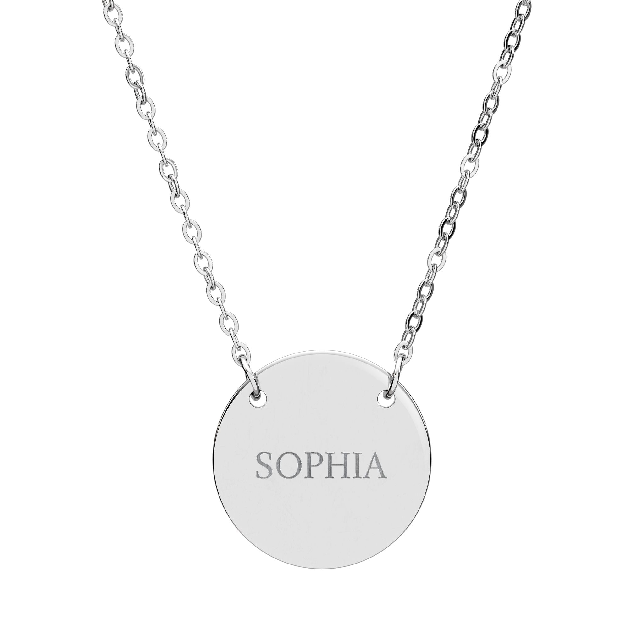 Engraved Circle Necklace — Custom Name Pendant