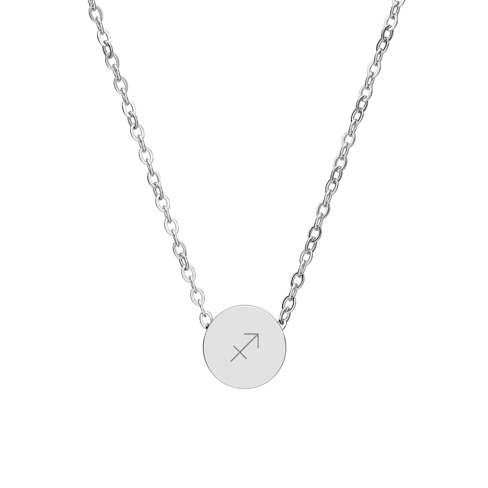 Sagittarius Zodiac Mini Circle Necklace – Engraved Pendant