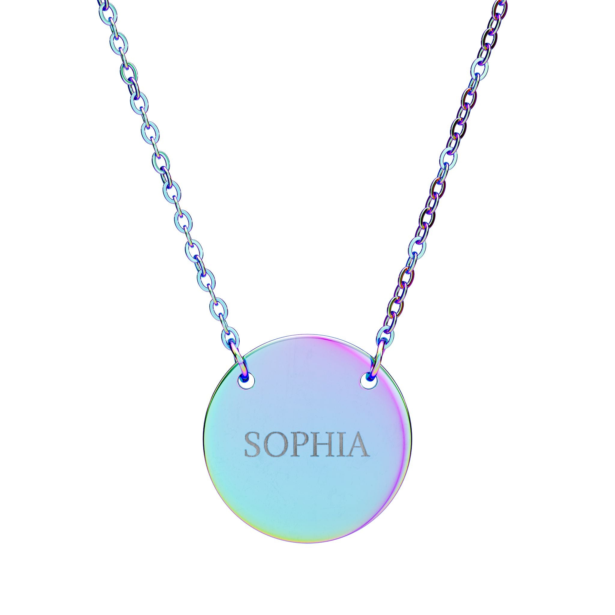 Engraved Circle Necklace — Custom Name Pendant