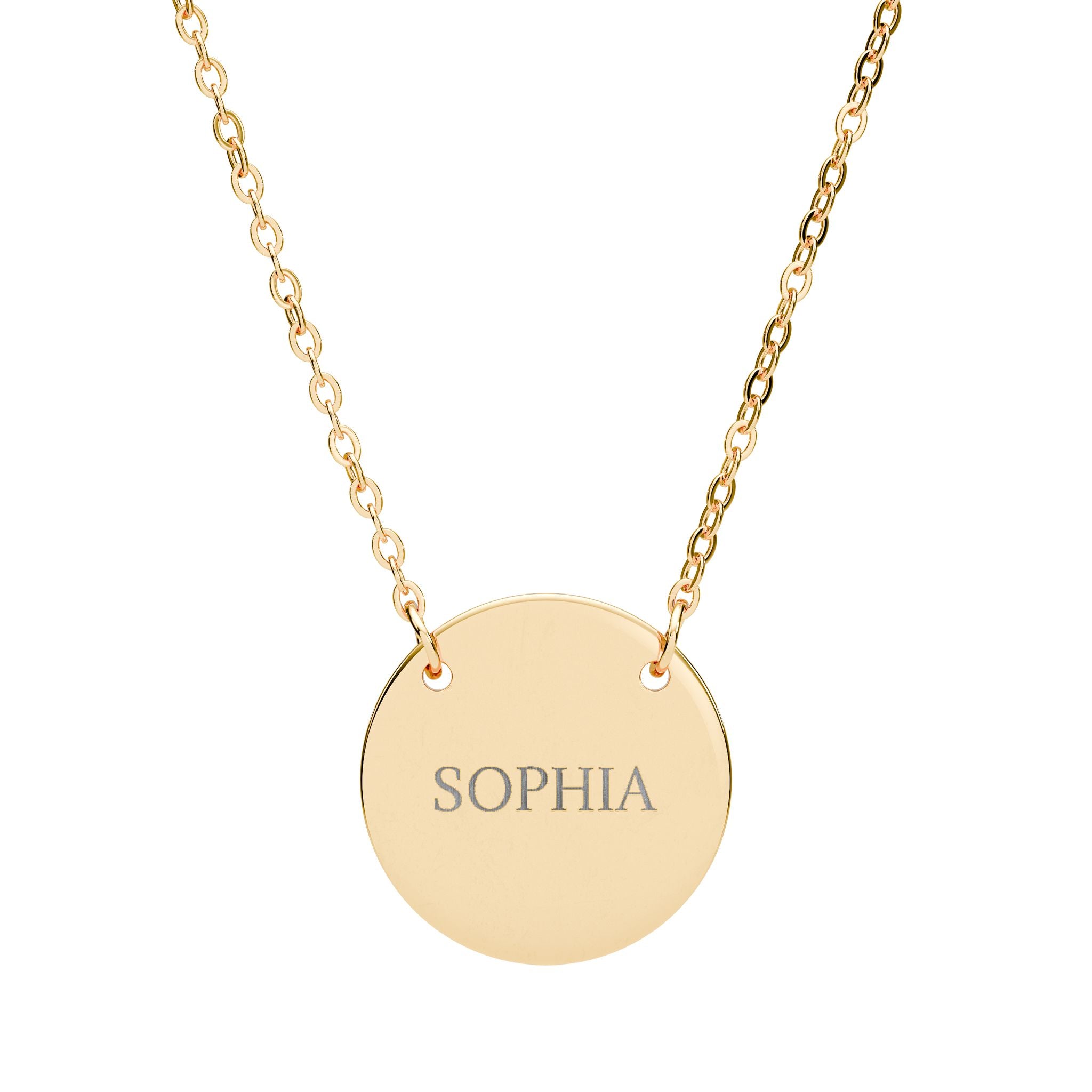 Engraved Circle Necklace — Custom Name Pendant